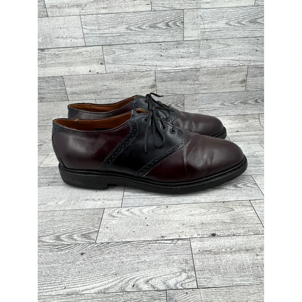 Allen Edmonds Corporate Casuals Men Sz 10 D Saddle Shoes Burgundy Black‎ Leather